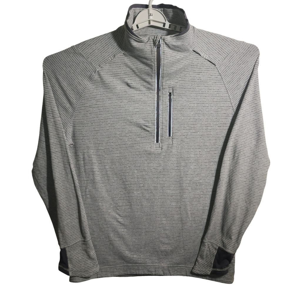 Lululemon Metal Vent Tech 1/4 Zip Pullover Mens Grey Striped Size L FLAW READ